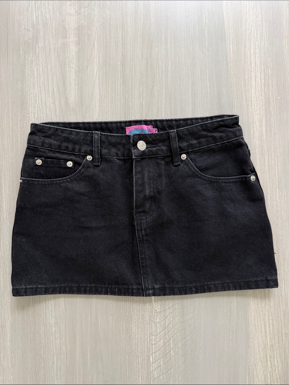 Edikted Black Denim Micah Mini Skirt